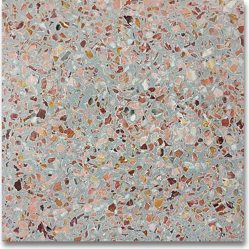 ATG-2005 polished terrazzo, grey base with red and white chips, size 2