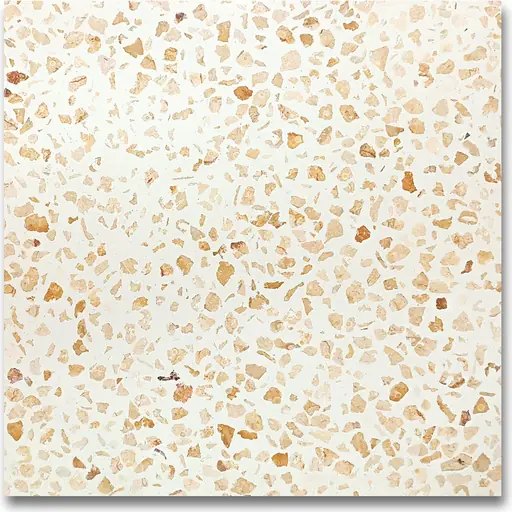 ATW-1008 polished terrazzo, white base with yellow gold chips, size 2