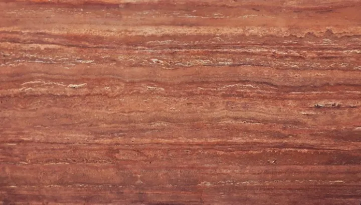 Red travertine, oxide red with strong figure along the bands