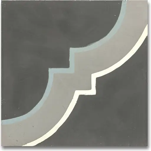Moroccan pattern cement tile MTA-201, pattern poured through the wearing layer