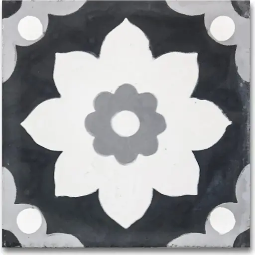 Moroccan pattern cement tile MTA-206, pattern poured through the wearing layer
