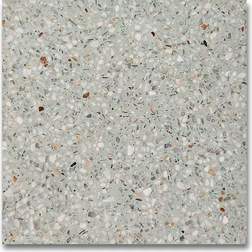 ATMG-5004 polished terrazzo, mint green base with cloud white chips, size 1.75