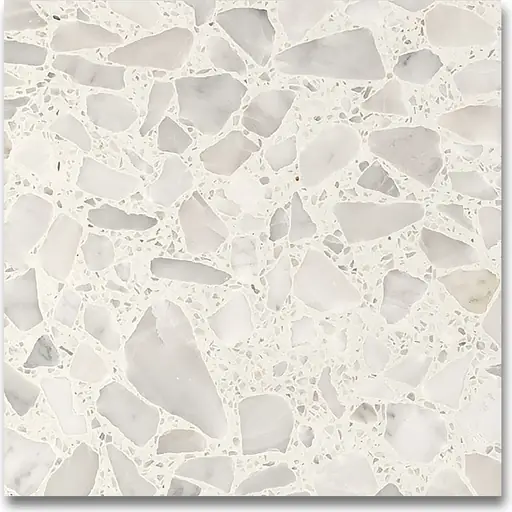 ATW-1001 polished terrazzo, white base with greece white chips, size 3