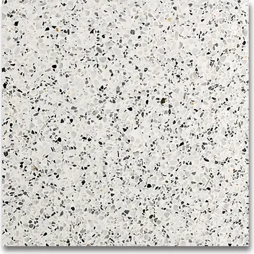 ATW-1003 polished terrazzo, white base with salt pepper chips, size 1.5