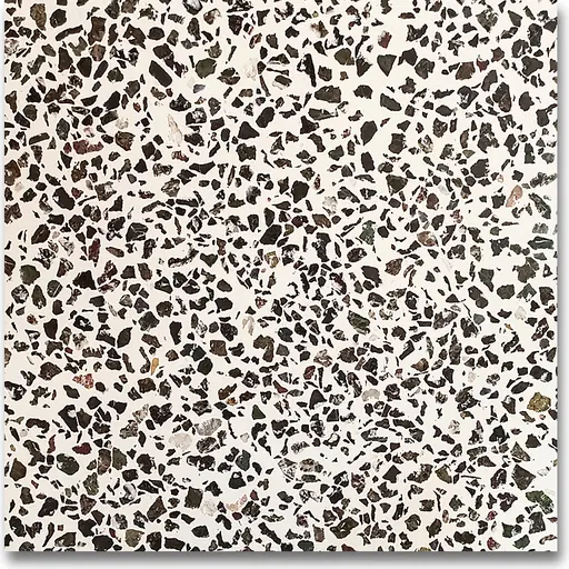 ATW-1005 polished terrazzo, white base with black chips, size 2