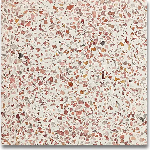 ATW-1007 polished terrazzo, white base with red and white chips, size 1.75
