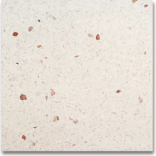ATW-1010 polished terrazzo, white base with greece red chips, size 1.75