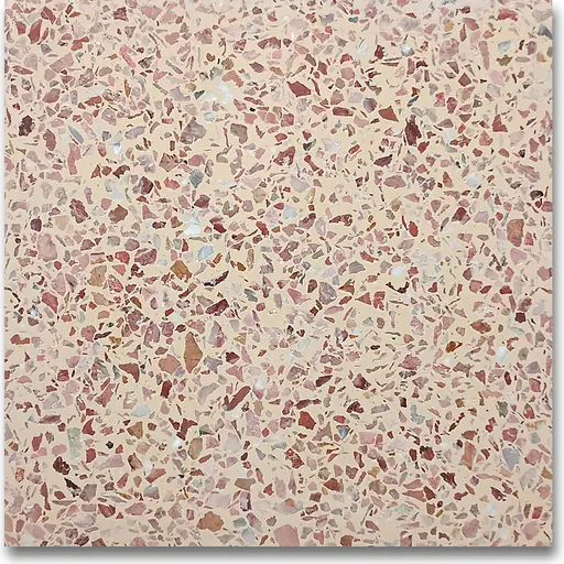 ATY-3004 polished terrazzo, yellow base with red and white chips, size 2