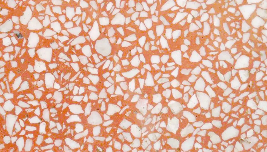 Large white marble chip set in a saturated orange matrix